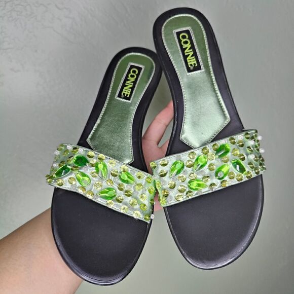 Connie Bling Green Y2K Platform Sandals - Picture 3 of 12